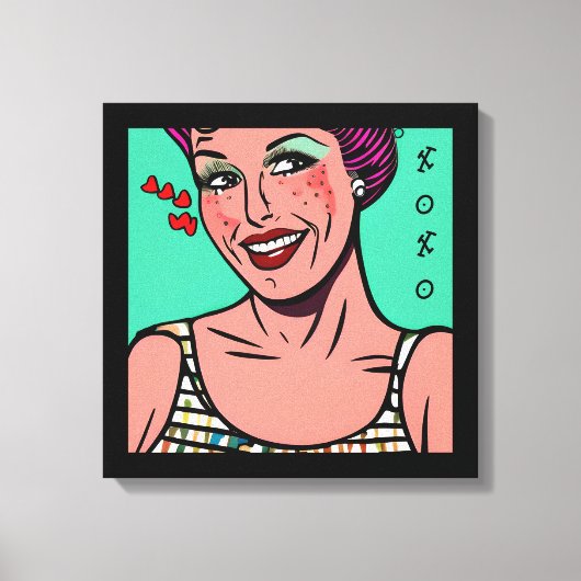 Retro Pop Art XOXO Canvas Afdruk (Voorkant)