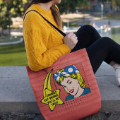 Retro Pop Art Zombie Brains Phrase Roze Geel Tote Bag