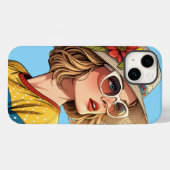 Retro Pop Art Zomer Vrouw met Zonnebril Case-Mate iPhone Case (Achterkant (horizontaal))