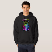 Retro Pop Black Mouth Cur Dog Portrait with Headph Hoodie (Voorkant volledig)