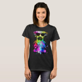 Retro Pop Black Mouth Cur Dog Portrait with Headph T-shirt (Voorkant volledig)