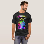Retro Pop Black Mouth Cur Dog Portrait with Headph T-shirt (Voorkant volledig)