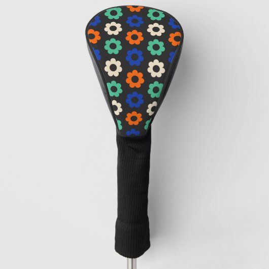 Retro Pop Bloem Patroon Vrouwen Golf Driver Golfheadcover (Voorkant)