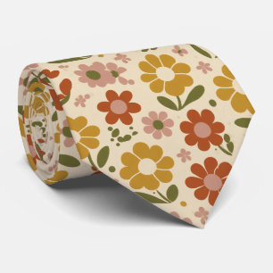 Retro Pop Bloemmotief Stropdas