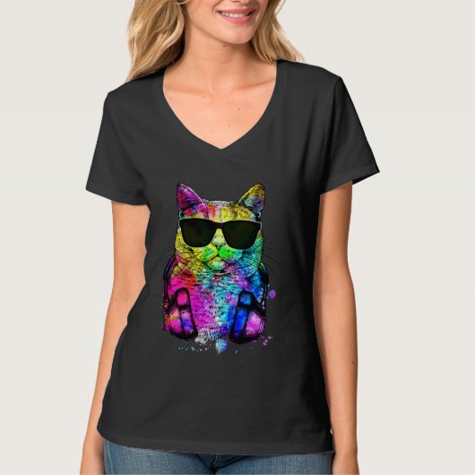 Retro Pop British Shorthair Cat Portrait with Head T-shirt (Voorkant)