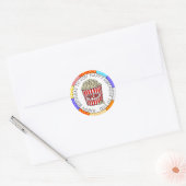 Retro Pop Buttered Popcorn Birthday Ronde Sticker (Envelop)