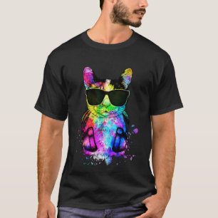 Retro Pop Calico Kattenportret met Hoofdtelefoon T-shirt