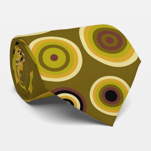 Retro Pop Circles Patroon #2 Stropdas (Opgerold)