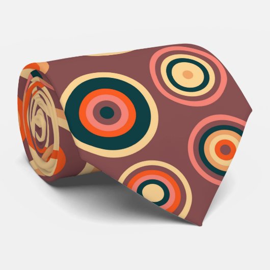 Retro Pop Circles Patroon #3 Stropdas (Opgerold)