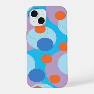 Retro Pop Cirkels Blauw & Oranje Stippen Funky Gro iPhone 15 Hoesje