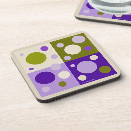 RETRO POP CIRKELT ONDERZETTERS (6). (Linkerzijde)