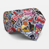 Retro Pop College Print Necksjaal Stropdas (Opgerold)