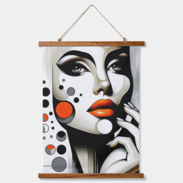 Retro Pop Diva: geometrische elegantie Abstracte k Hangend Wandkleed