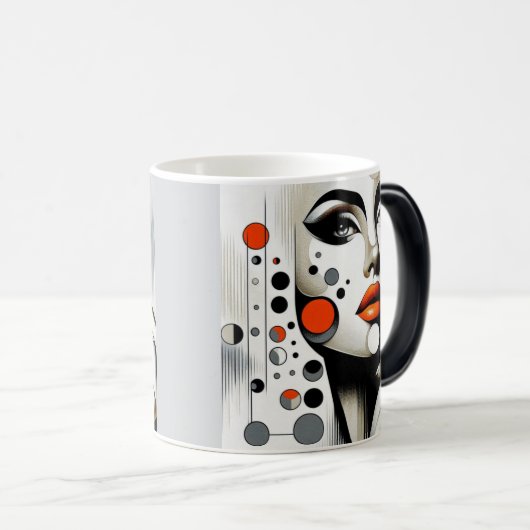Retro Pop Diva: geometrische elegantie Abstracte k Magische Mok (Voorkant rechts)
