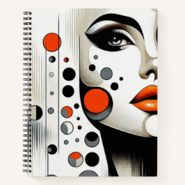 Retro Pop Diva: geometrische elegantie Abstracte k Notitieboek