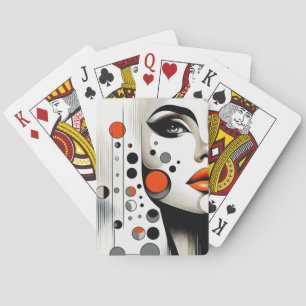 Retro Pop Diva: Geometrische Elegantie Abstracte K Pokerkaarten
