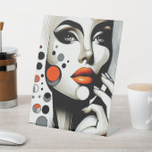 Retro Pop Diva: geometrische elegantie Abstracte k Reclamebord Met Voetstuk (Insitu)