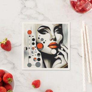 Retro Pop Diva: geometrische elegantie Abstracte k Servet