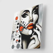 Retro Pop Diva: geometrische elegantie Abstracte k Vierkante Klok (Hoek)