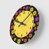 Retro Pop Flower Power Ronde Klok (Hoek)