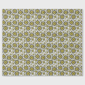 Retro Pop Flowers in Gold en Black Cadeaupapier (Vlak)