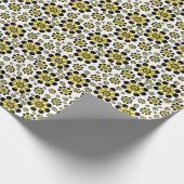 Retro Pop Flowers in Gold en Black Cadeaupapier (Hoek)