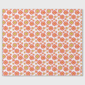 Retro Pop Flowers in rood, oranje en kalkgroen Cadeaupapier (Vlak)