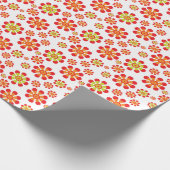 Retro Pop Flowers in rood, oranje en kalkgroen Cadeaupapier (Hoek)