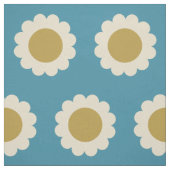 Retro Pop Flowers Pattern Turquoise and Gold Stof (Swatch)
