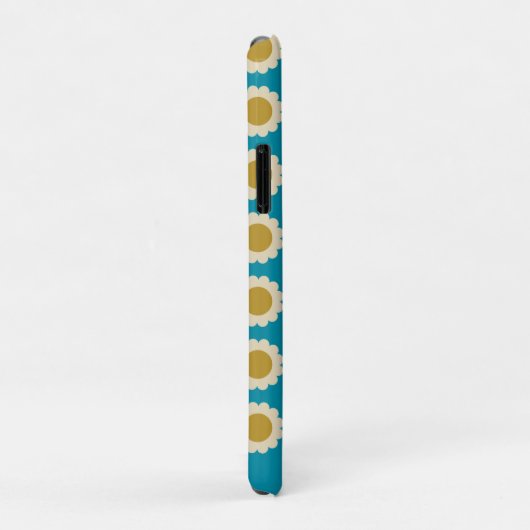 Retro Pop Flowers Pattern Turquoise Personalized Case-Mate iPhone Case (Achterkant/rechts)