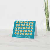 Retro Pop Flowers Pattern Turquoise Personalized Notitiekaartje (Voorkant)