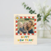 Retro Pop Frame New Year Photo Briefkaart (Staand voorkant)