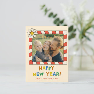 Retro Pop Frame New Year Photo Briefkaart