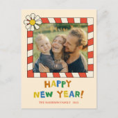 Retro Pop Frame New Year Photo Briefkaart (Voorkant)