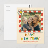 Retro Pop Frame Nieuwjaarsfoto  Briefkaart (Voorkant / Achterkant)