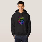 Retro Pop French Bulldog Dog Portrait with Headpho Hoodie (Voorkant volledig)