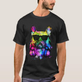 Retro Pop French Bulldog Dog Portrait with Headpho T-shirt (Voorkant)