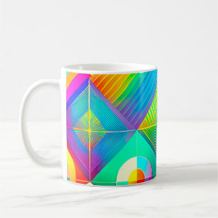 Retro Pop Geometrie Mok – Kleurrijk Midden-Eeuws