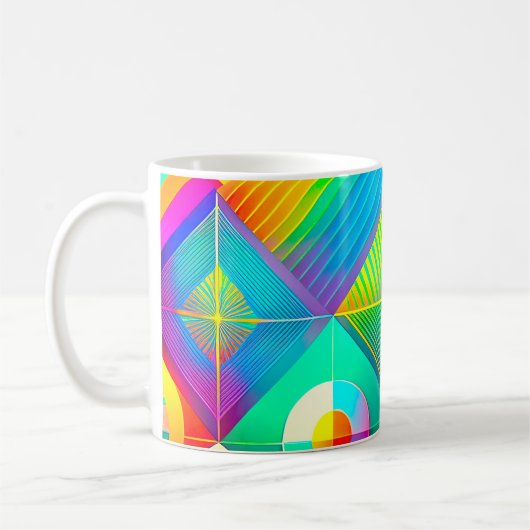 Retro Pop Geometrie Mok – Kleurrijk Midden-Eeuws (Links)