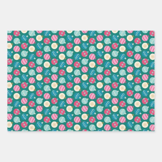 Retro Pop Kerstset 3 Inpakpapier Vel (Voorkant)