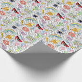 Retro Pop Kunst: Badge Collectie Cadeaupapier (Hoek)