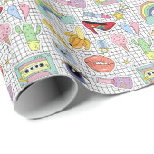 Retro Pop Kunst: Badge Collectie Cadeaupapier (Rol Hoek)