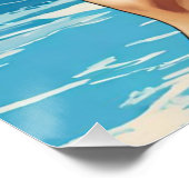 Retro Pop Kunst: Glamoureus Blonde in Blauw Bikini Perfect Poster (Hoek)