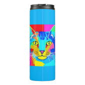 Retro Pop Kunst Kattenportret Thermosbeker (Achterkant)
