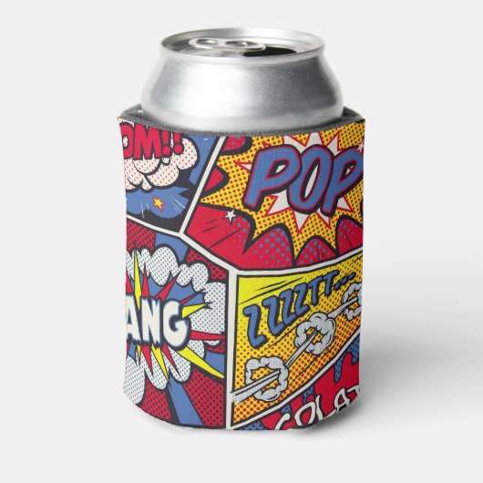 Retro pop kunst, komisch schreeuwpatroon. blikjeskoeler (Blikje Achterkant)