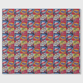 Retro pop kunst, komisch schreeuwpatroon. cadeaupapier (Vlak)