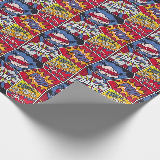 Retro pop kunst, komisch schreeuwpatroon. cadeaupapier (Hoek)