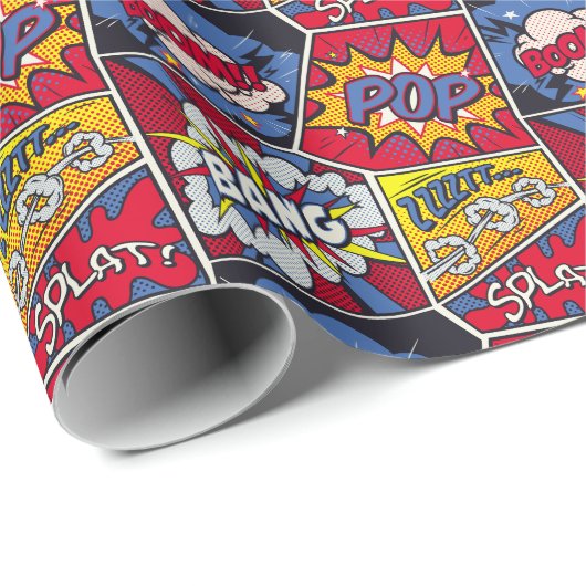 Retro pop kunst, komisch schreeuwpatroon. cadeaupapier (Rol Hoek)