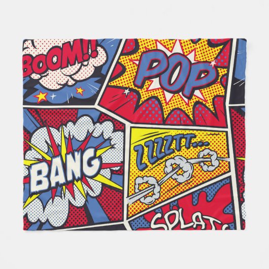 Retro pop kunst, komisch schreeuwpatroon. fleece deken (Voorkant (Horizontaal))