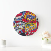 Retro pop kunst, komisch schreeuwpatroon. grote klok (Huis)